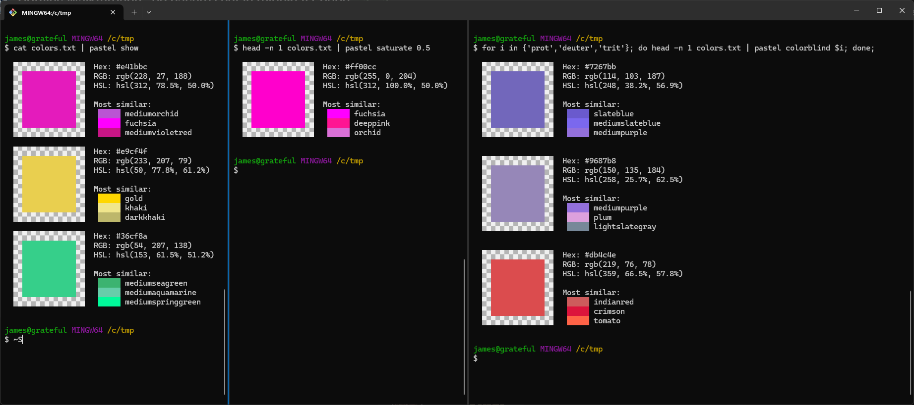 screenshot of pastel running in the command line