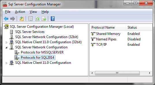 sql server configuration manager protocols